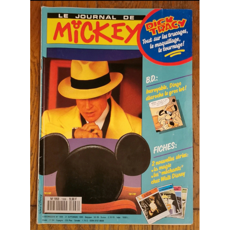 Journal de Mickey N°1996 Dick Tracy + 4 fiches 1990 vintage
