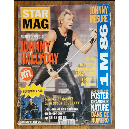 Star Mag magazine Johnny Hallyday 1992 vintage