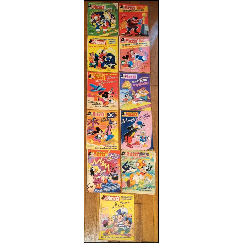 Lot de 11 anciens Journaux de Mickey Début Années 80 vintage