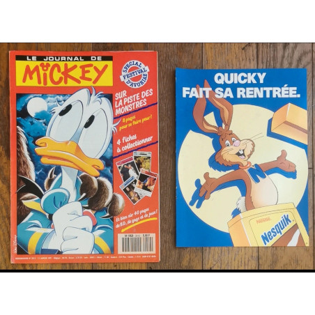 Journal de Mickey N°2012 avec 4 fiches + dépliant Nesquik 1990 vintage