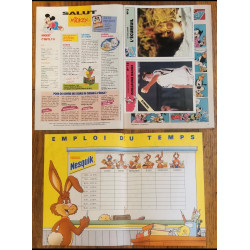 Journal de Mickey N°2012 avec 4 fiches + dépliant Nesquik 1990 vintage