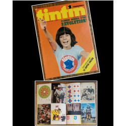 Tintin l'hebdoptimiste N°1 - 1973 Poster + Fiches vintage