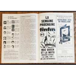 Tintin l'hebdoptimiste N°1 - 1973 Poster + Fiches vintage