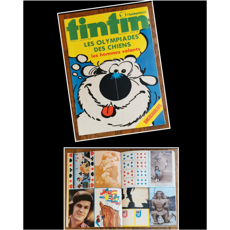 Tintin l'hebdoptimiste N°3 - Poster + Fiches 1973 vintage