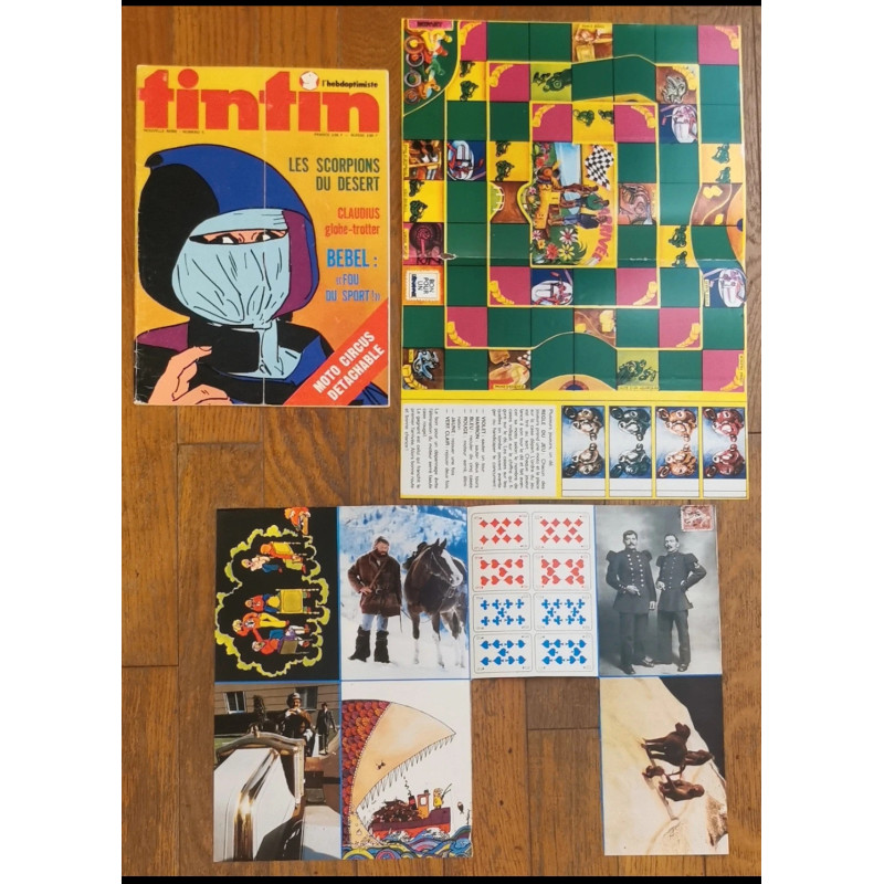 Tintin l'hebdoptimiste N°5 1973 Jeu moto circus + fiches