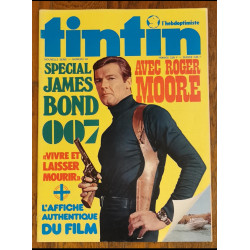 Tintin l'hebdoptimiste N°49 Poster Roger Moore 1973 vintage