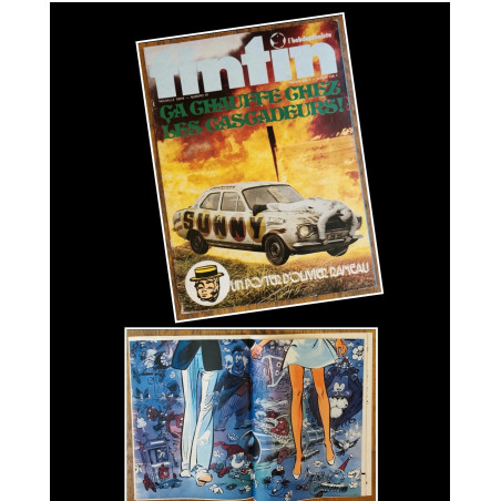 Tintin l'hebdoptimiste N°67 1974 Poster géant Olivier Rameau vintage