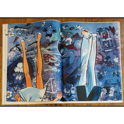 Tintin l'hebdoptimiste N°67 1974 Poster géant Olivier Rameau vintage