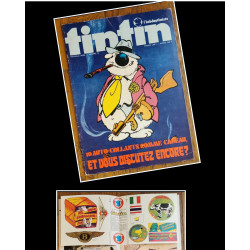 Tintin l'hebdoptimiste N°70 1974 avec autocollants vintage