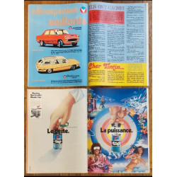Lot 2 anciens magazines Tintin + 39 fiches années 70 vintage