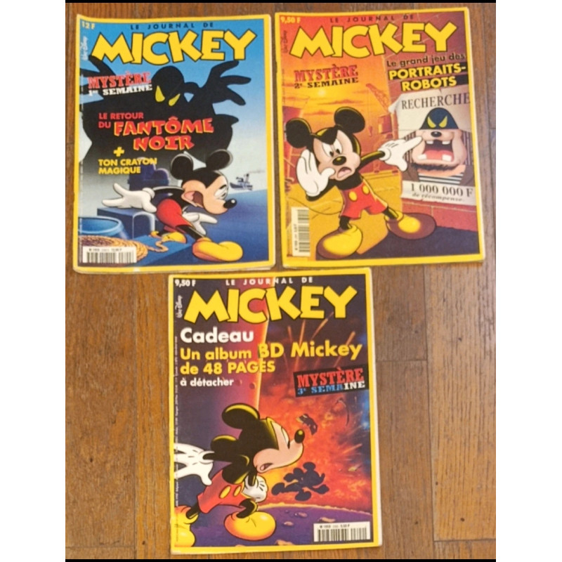 Lot de 3 Journaux de Mickey spécial Mystère 1998 vintage