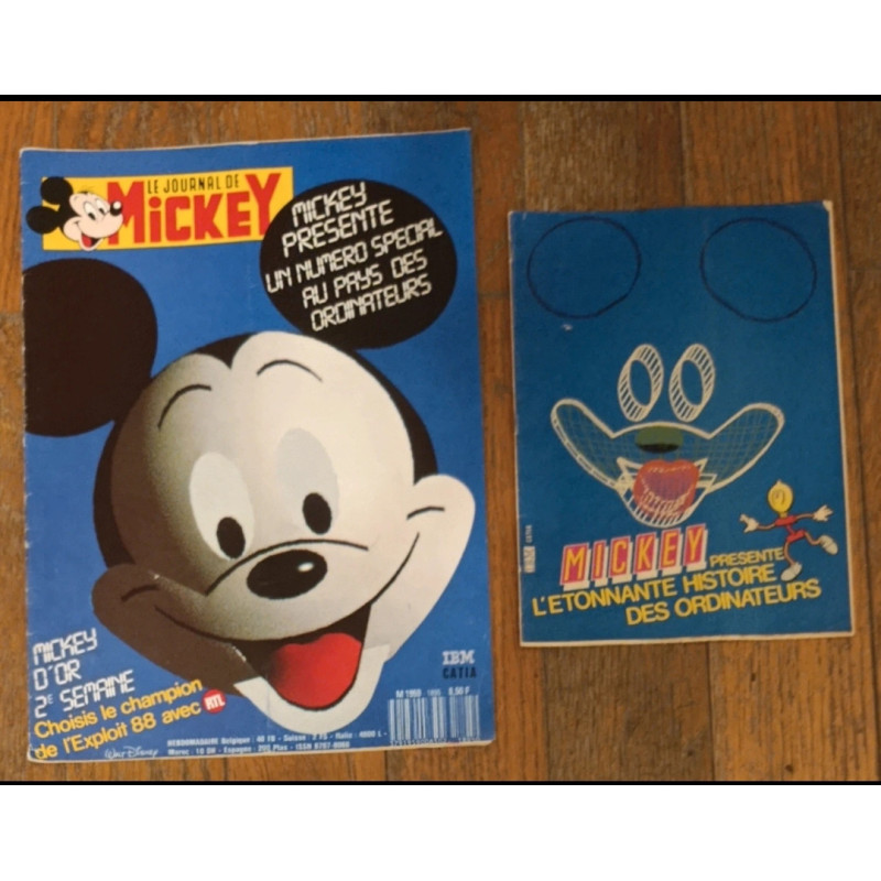 Journal de Mickey N°1895 avec cadeau livret ordinateurs 1988 vintage