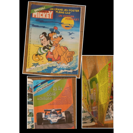 Journal de Mickey N°1469 avec cadeau poster géant Formule 1 jeu 1980 vintage