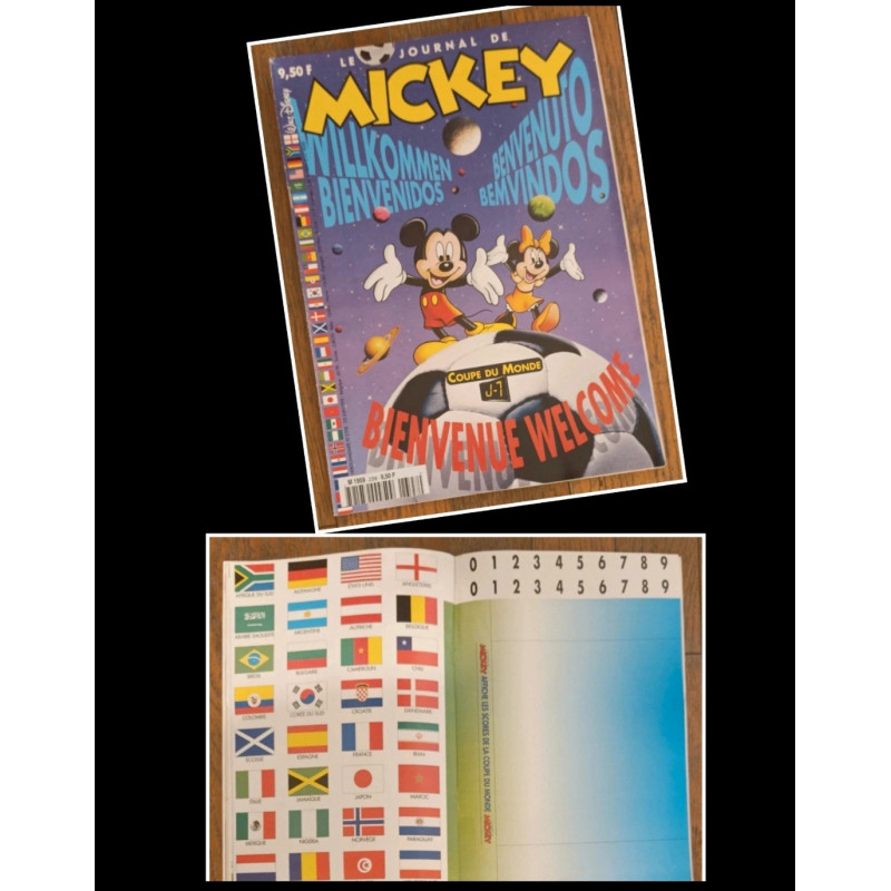 Journal de Mickey N°2398 avec cadeau coupe du monde 1998 ⚽ panneau d'affichage 1998 vintage