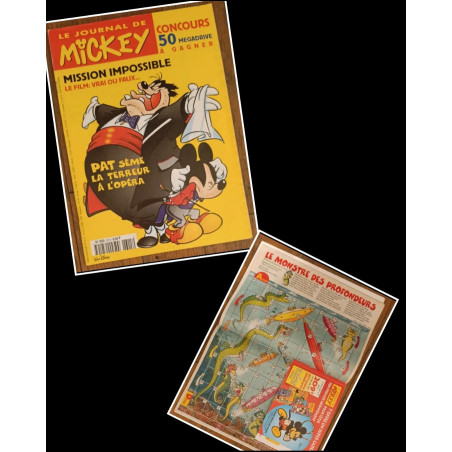 Journal de Mickey N°2315 avec 4 fiches jeux + poster jeu 1996 vintage