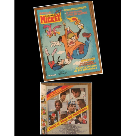 Journal de Mickey N°1465 avec cadeau Poster Bernard Hinault 1980 vintage
