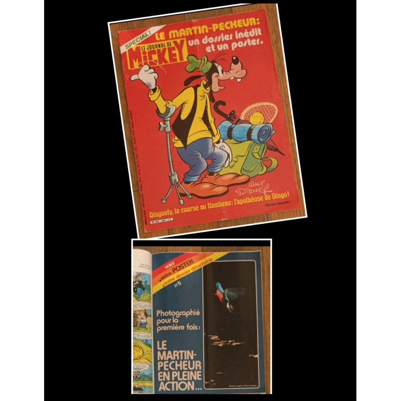 Journal de Mickey N°1467 avec Poster Martin-pêcheur 1980 vintage