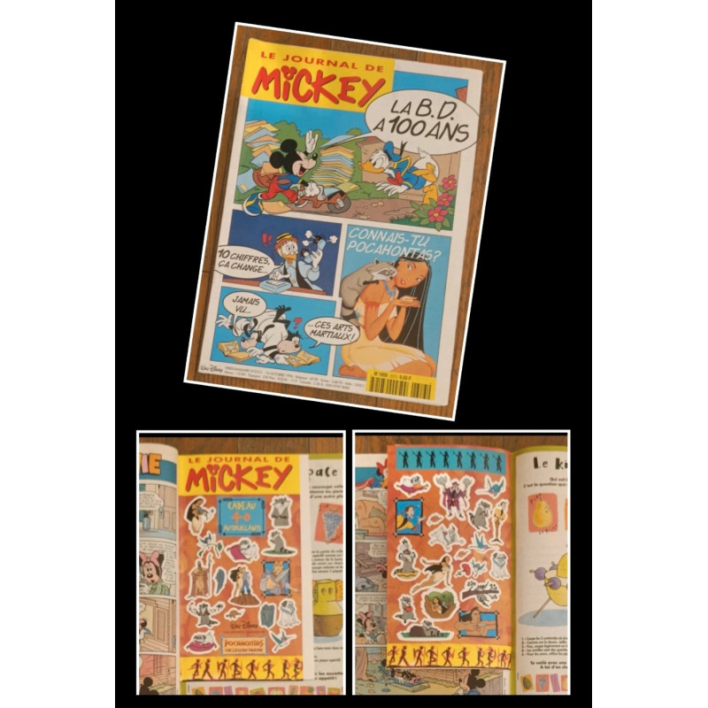 Journal de Mickey N°2313 avec cadeau autocollants Pocahontas 1996 vintage