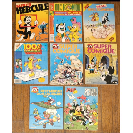Lot de 8 anciens magazines Pif et Hercule Années 80 vintage