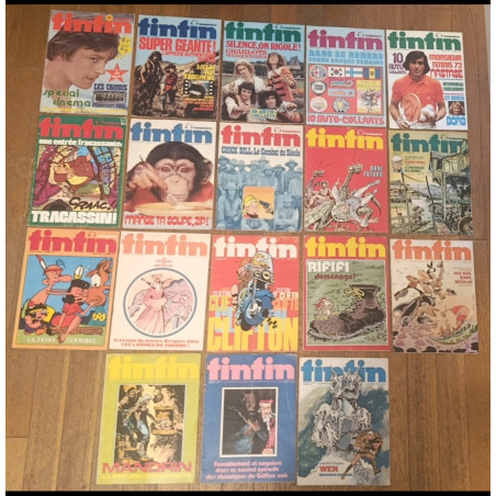 Lot de 18 anciens magazines Tintin Années 70 vintage