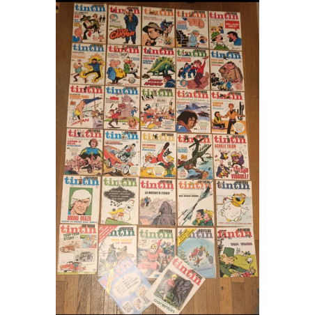 Lot de 32 anciens magazines Nouveau Tintin Années 70 vintage