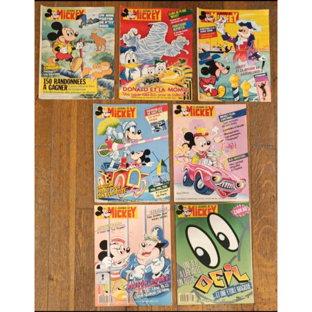 Lot de 7 anciens Journaux de Mickey vintage