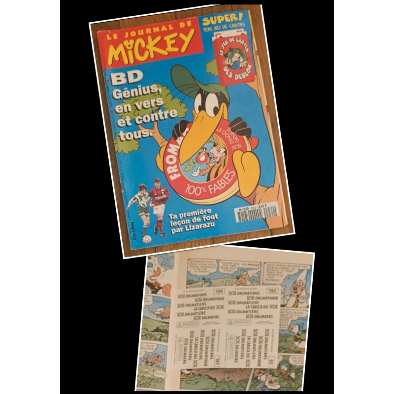 Journal de Mickey N°2234 avec cadeau 8 vignettes Panini Les 101 dalmatiens 1995 vintage