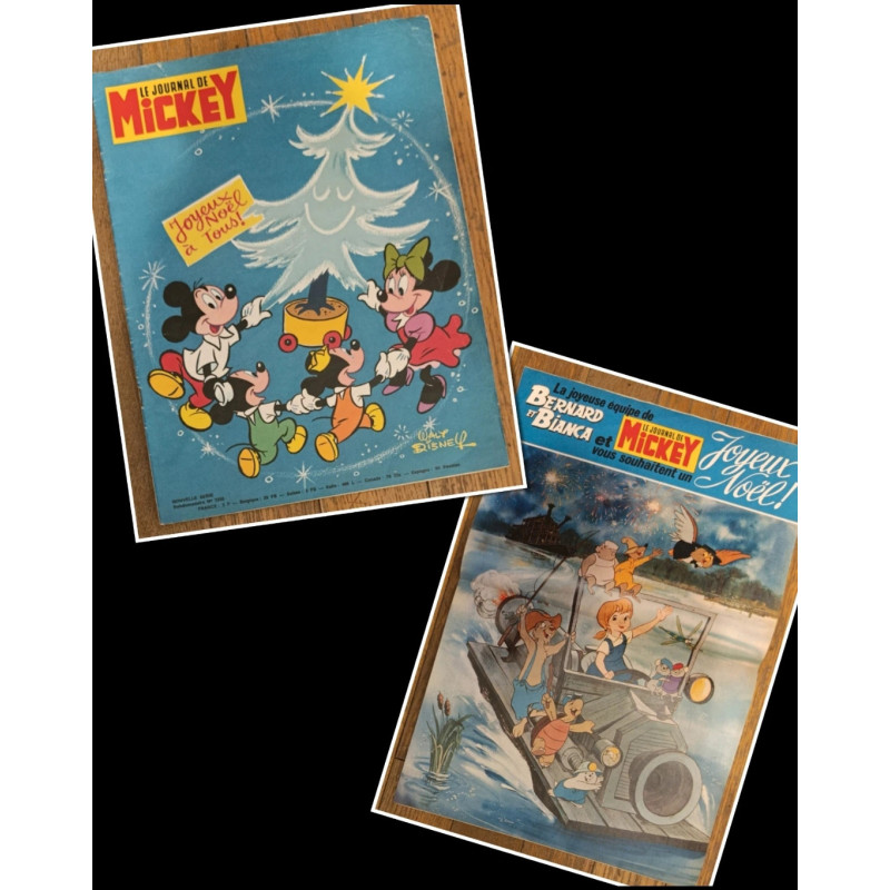 Journal de Mickey N°1330 spécial Noël avec poster Bernard et Bianca 1977 vintage