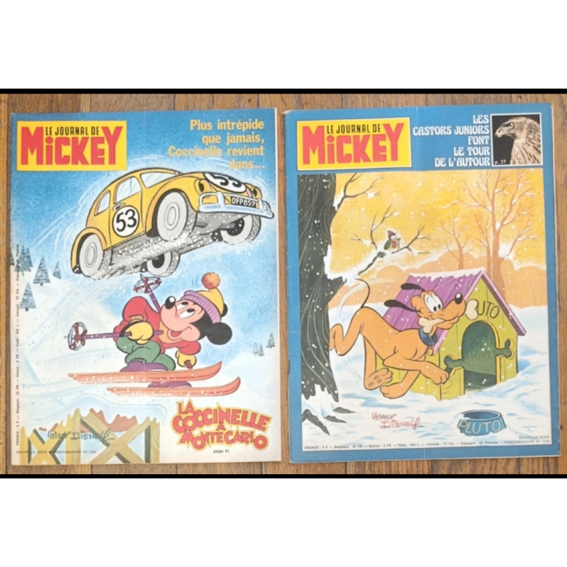 Lot de 2 anciens Journaux de Mickey bd La coccinelle à Monte-Carlo N°1334 et 1335 1978 vintage