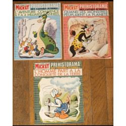 Lot de 3 anciens Journaux de Mickey spécial Préhistoire 1977 N°1287, 1288 et 1289 vintage