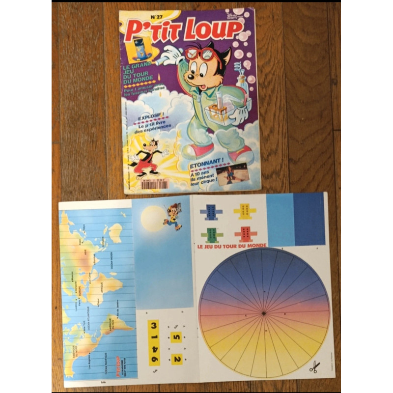 P'tit Loup magazine N°27 avec cadeau jeu du tour du monde 1991 vintage