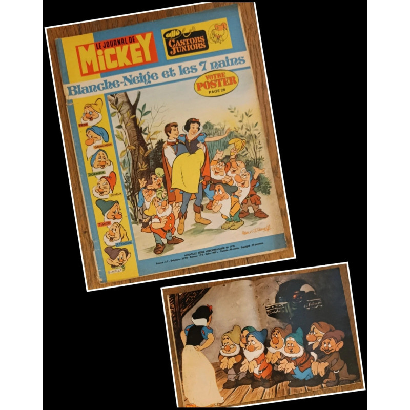 Journal de Mickey N°1119 avec Poster Blanche neige 1973 vintage