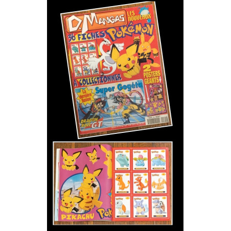Rare complet D. Mangas avec 36 fiches + 2 posters Pokémon N°465 Année 2000 vintage