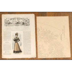 Rare avec Patron Journal la mode Illustrée supplément 5 décembre 1897 N°49 Vintage