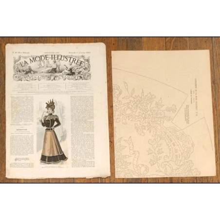 Rare avec Patron Journal la mode Illustrée supplément 5 décembre 1897 N°49 Vintage