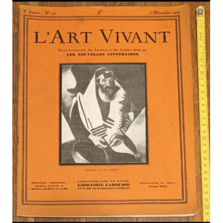 Rare ancienne revue L'Art vivant N°72 1927 - Marc Chagall - Art déco