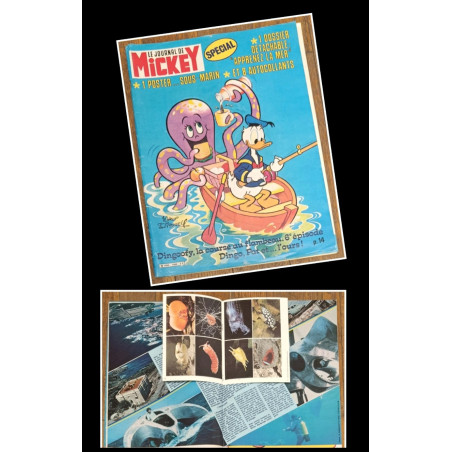 Journal de Mickey N°1466 avec cadeau Dossier La Mer Poster + vignettes 1980 Vintage