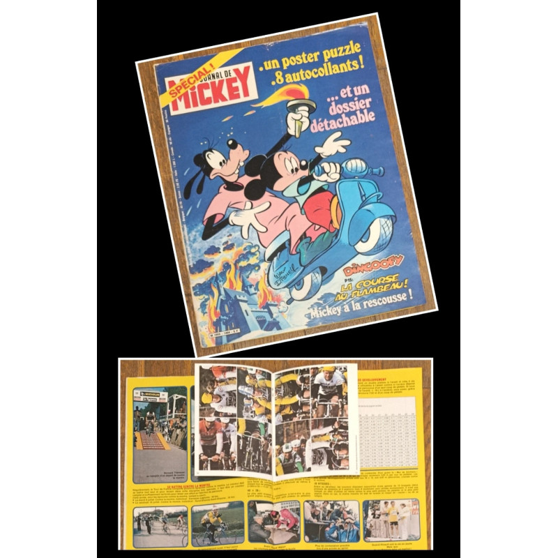 Journal de Mickey N°1464 avec cadeau Dossier Tour de France Poster + vignettes 1980 Vintage