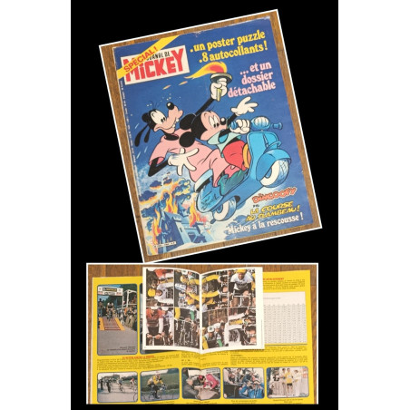 Journal de Mickey N°1464 avec cadeau Dossier Tour de France Poster + vignettes 1980 Vintage
