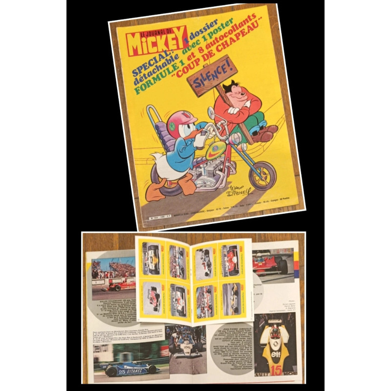 Journal de Mickey N°1468 avec cadeau Dossier Formule 1 Poster + vignettes 1980 Vintage