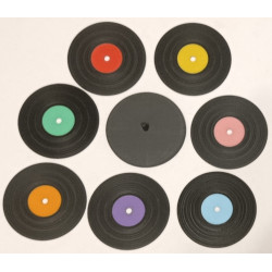Set de 7 Sous-Verres Vinyles Imprimés en 3D - Style Rétro & Support Inclus