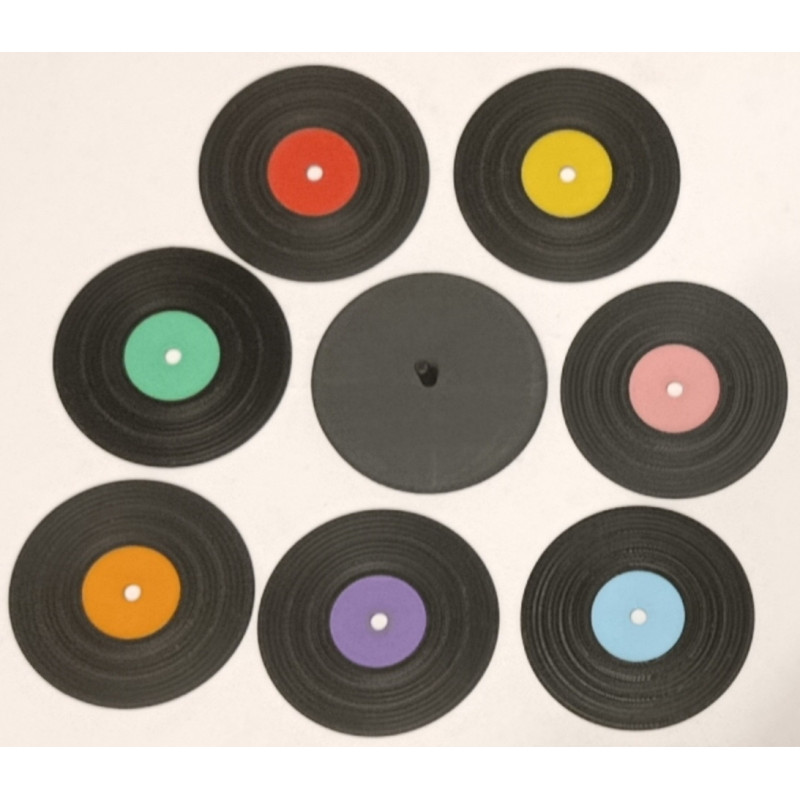 Set de 7 Sous-Verres Vinyles Imprimés en 3D - Style Rétro & Support Inclus