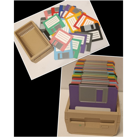 💾 Set de Collection " 19 Disquettes & leur boîtier" – imprimé 3D - Déco Geek & Rétro