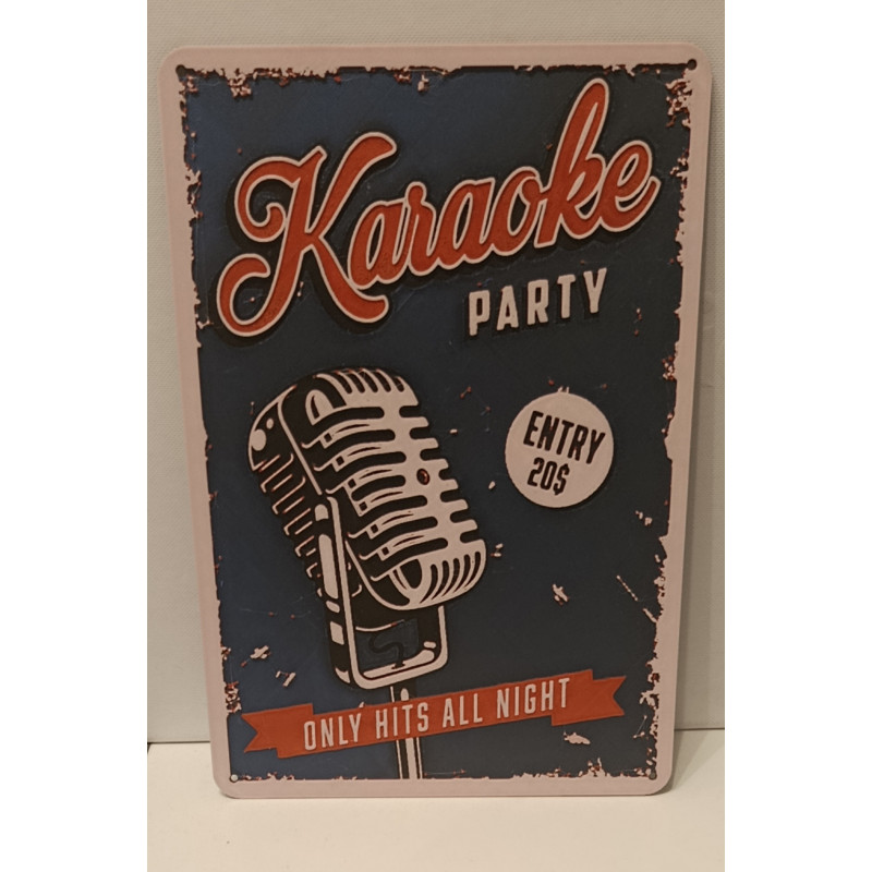 🎤 Plaque Déco "Karaoké Party" – Style Vintage - Imprimée en 3D
