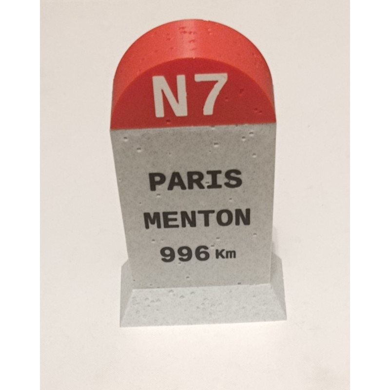 🚗 Borne Kilométrique N7 - Paris-Menton (996 km) - Réplique Vintage - Imprimée en 3D