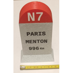 🚗 Borne Kilométrique N7 - Paris-Menton (996 km) - Réplique Vintage - Imprimée en 3D