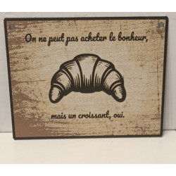 🥐 Plaque Déco style Vintage "Bonheur & Croissant" – Imprimée en 3D