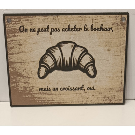 🥐 Plaque Déco style Vintage "Bonheur & Croissant" – Imprimée en 3D
