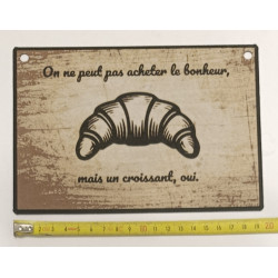 🥐 Plaque Déco style Vintage "Bonheur & Croissant" – Imprimée en 3D