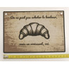 🥐 Plaque Déco style Vintage "Bonheur & Croissant" – Imprimée en 3D